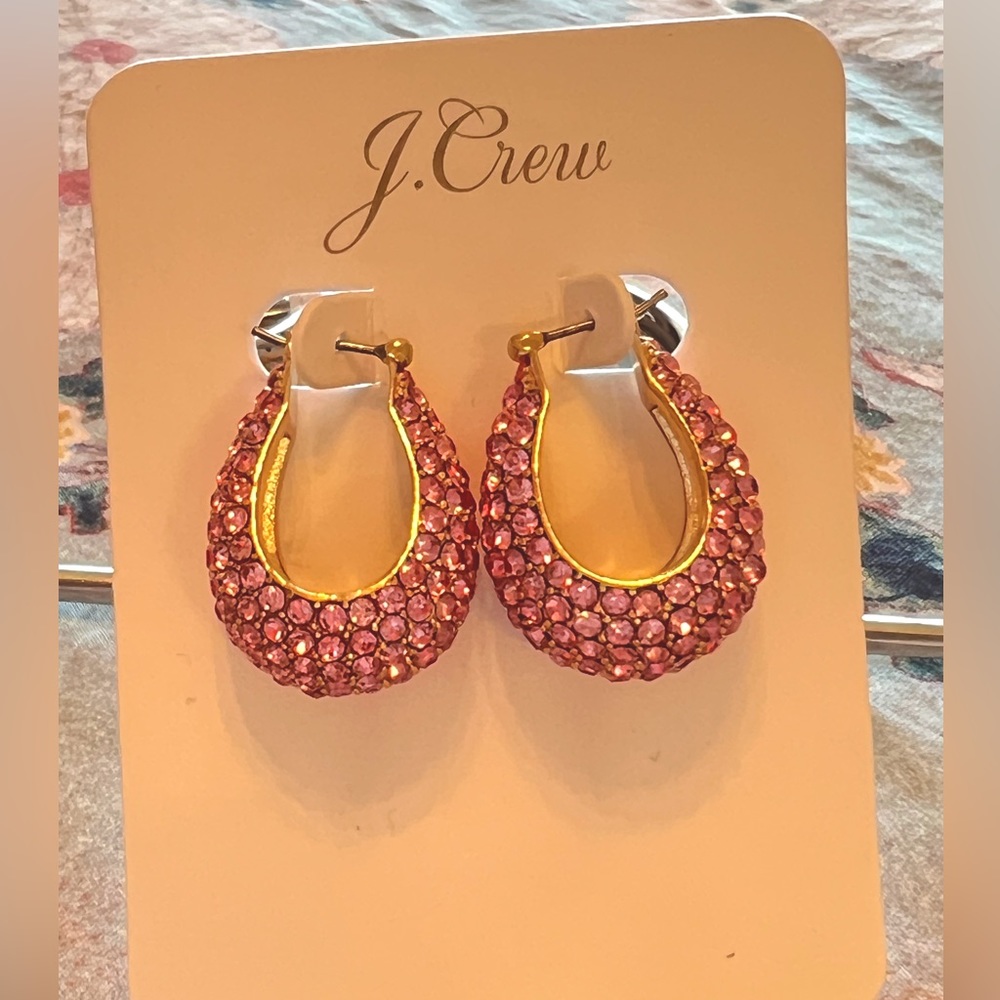 J Crew Pink Rhinestone Earrings- NWT